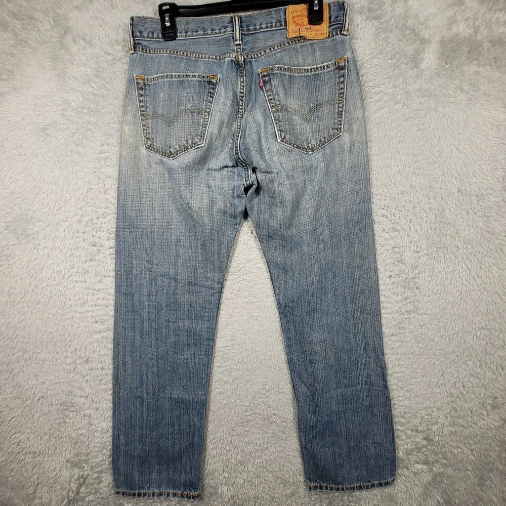 Levi Strauss 505 Mens Jeans 32x30 Distressed Light‎ Wash Denim Regular Straight
